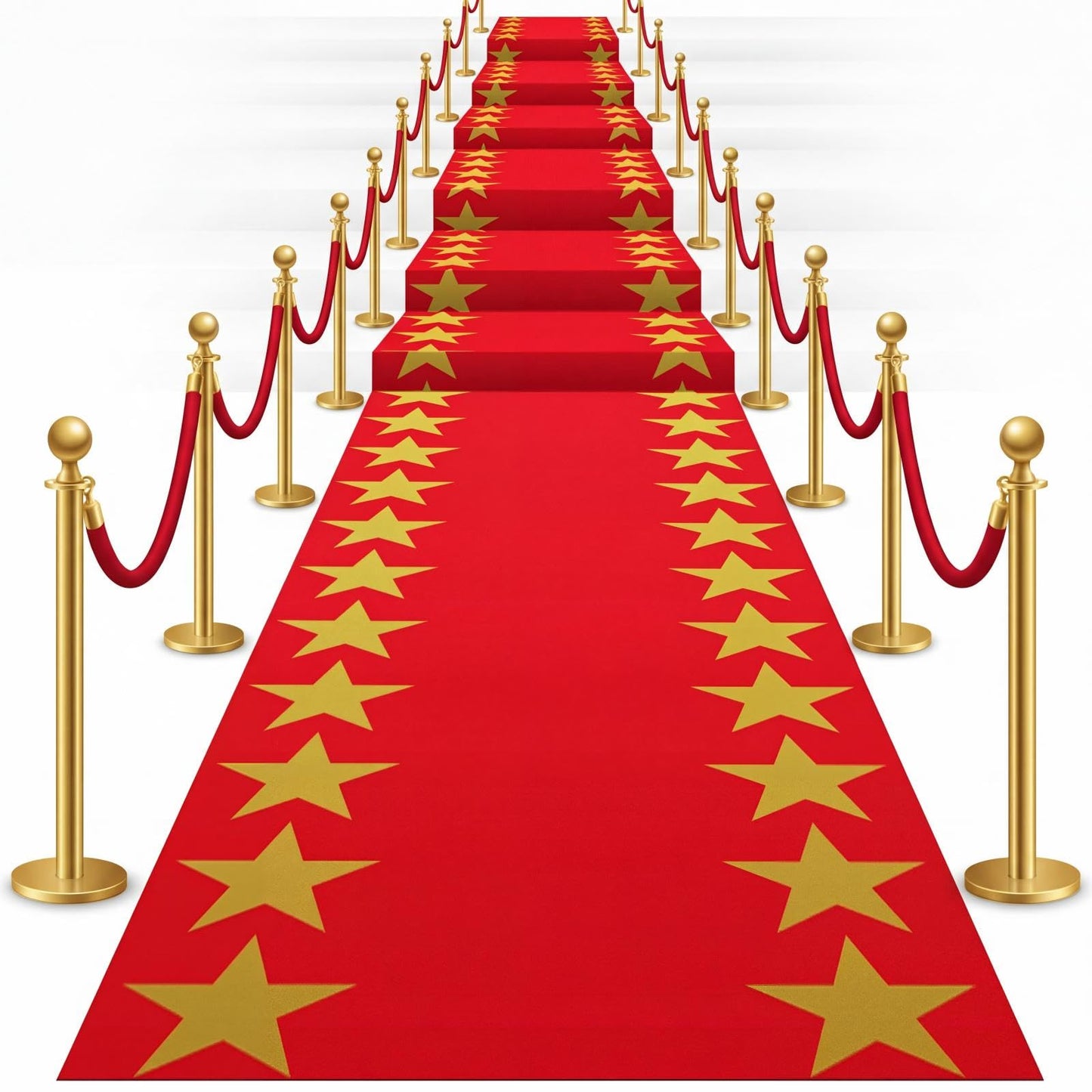 Woanger Plastic Red Carpet Runner for Party 30 μm Thickness Disposable Gold Star Aisle Rugs Prom Carpet Runner for Runway Floor Hallway Movie Theme Wedding Graduation Party Decor(3.3 x 29 Ft,Classic)