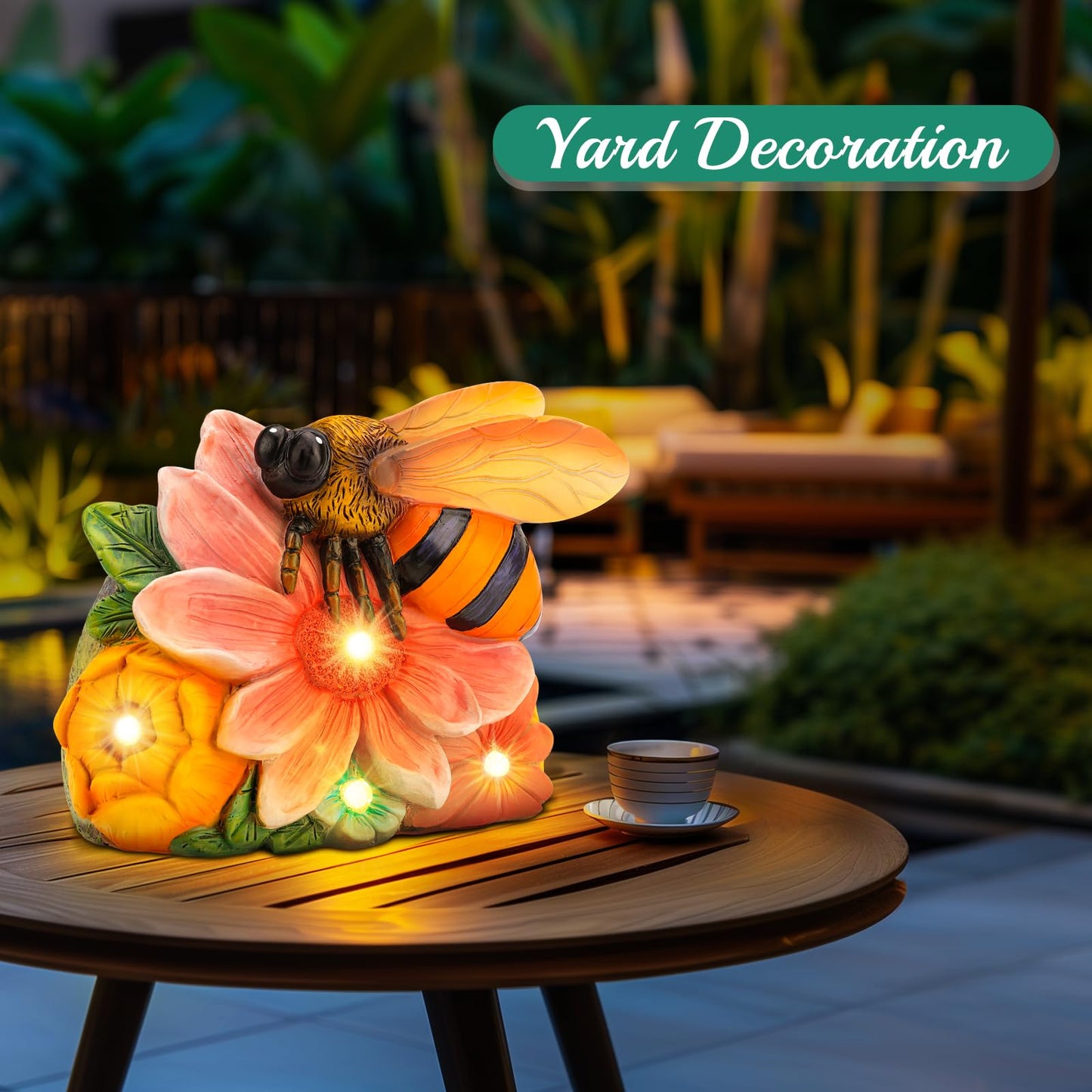 Linkax Birthday Easter Gifts for Adults Women Mom Grandma, Solar Bee Lights Outdoor Garden Decor for Outside Patio Yard Porch Home, Honey Figurine Gardening Housewarming Gifts New Home
