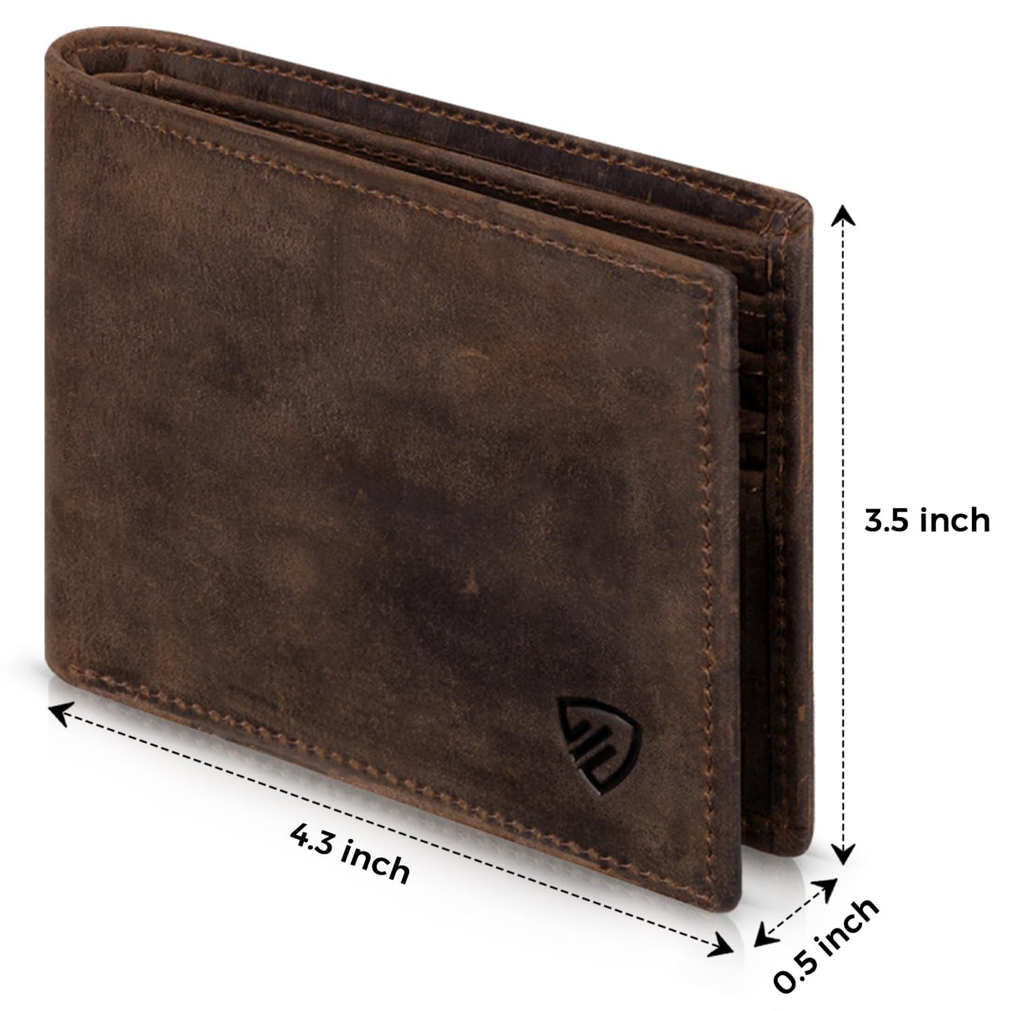 RUNBOX Genuine Leather Bifold Wallet for Men - RFID Blocking Slim Wallet with 9 Card Slots, 1 ID Window & Bill Compartment - Gift Box Packaging