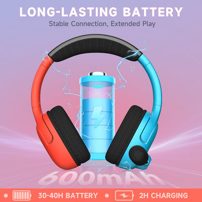 Wireless Gaming Headset for Nintendo Switch/Lite/OLED, Wireless Gaming Headphones with Mic for Nintendo Switch 2/Fortnite/Sports - Red/Blue