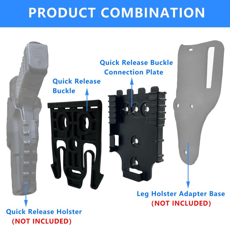 LAFENLIN Quick-Lock System 2-Pack for Tactical Holsters [Secure & Fast Swap] - A Few Seconds Detach Mount for Police, Security & Range Shooters, Fits Duty Belts & Thigh Rigs (Black)