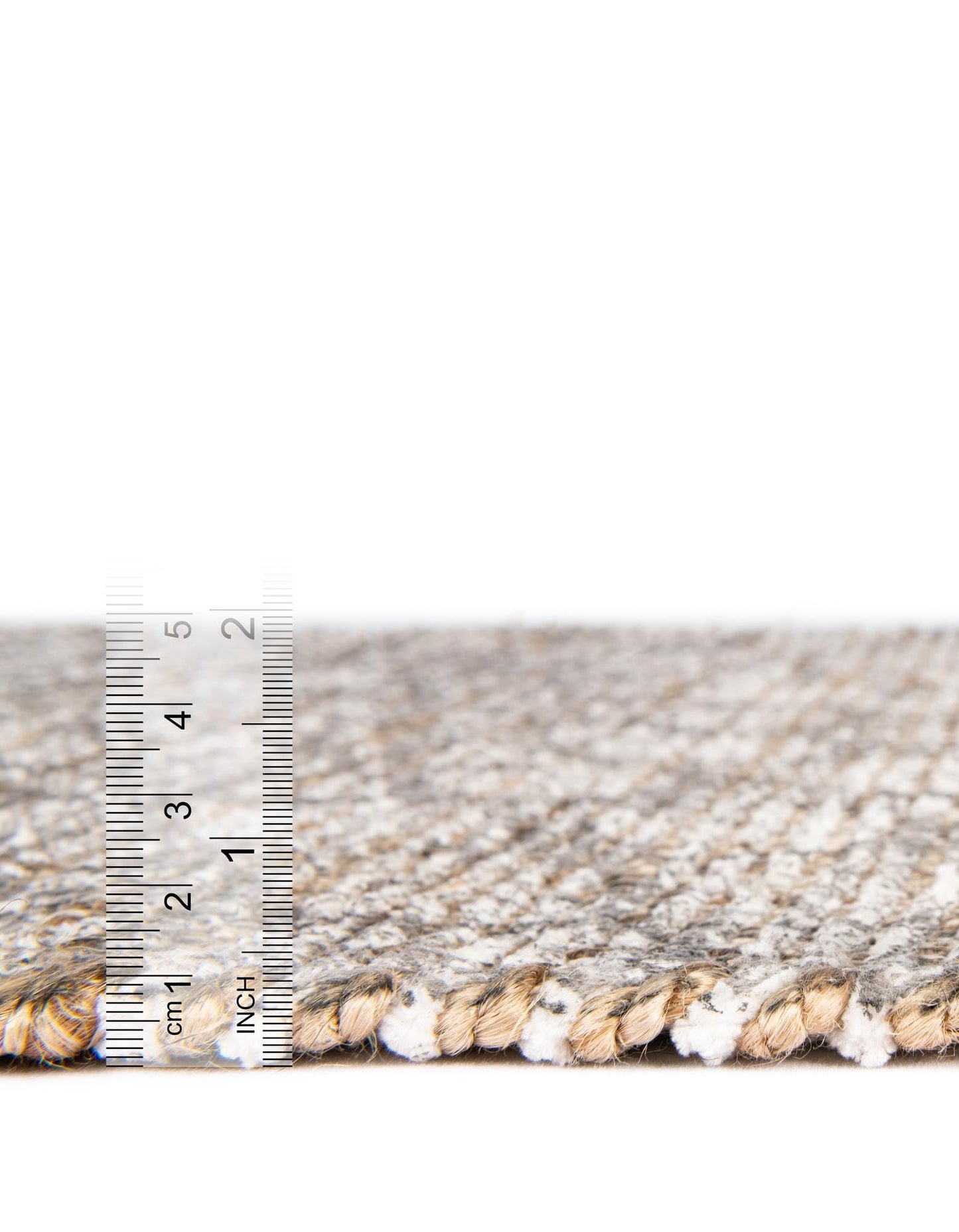 Rugs.com Chenille Jute Collection Rug – 8 Ft Square Charcoal and Ivory Medium-Pile Rug Perfect for Living Rooms, Kitchens, Entryways
