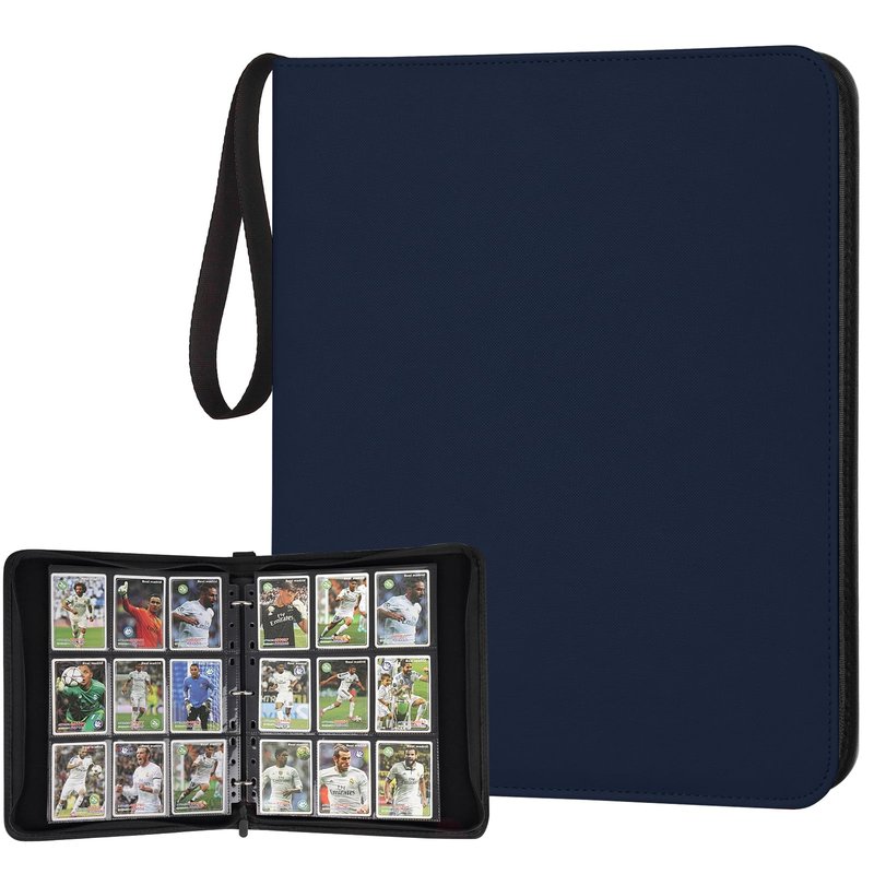 GERMUN 3 Ring 9 Pocket Zipper Card Binder, 720 Double Sided Standard PU Trading Card Album Folder for TCG & Sports Cards, Not Fit Top Loaders (Dimond Blue)