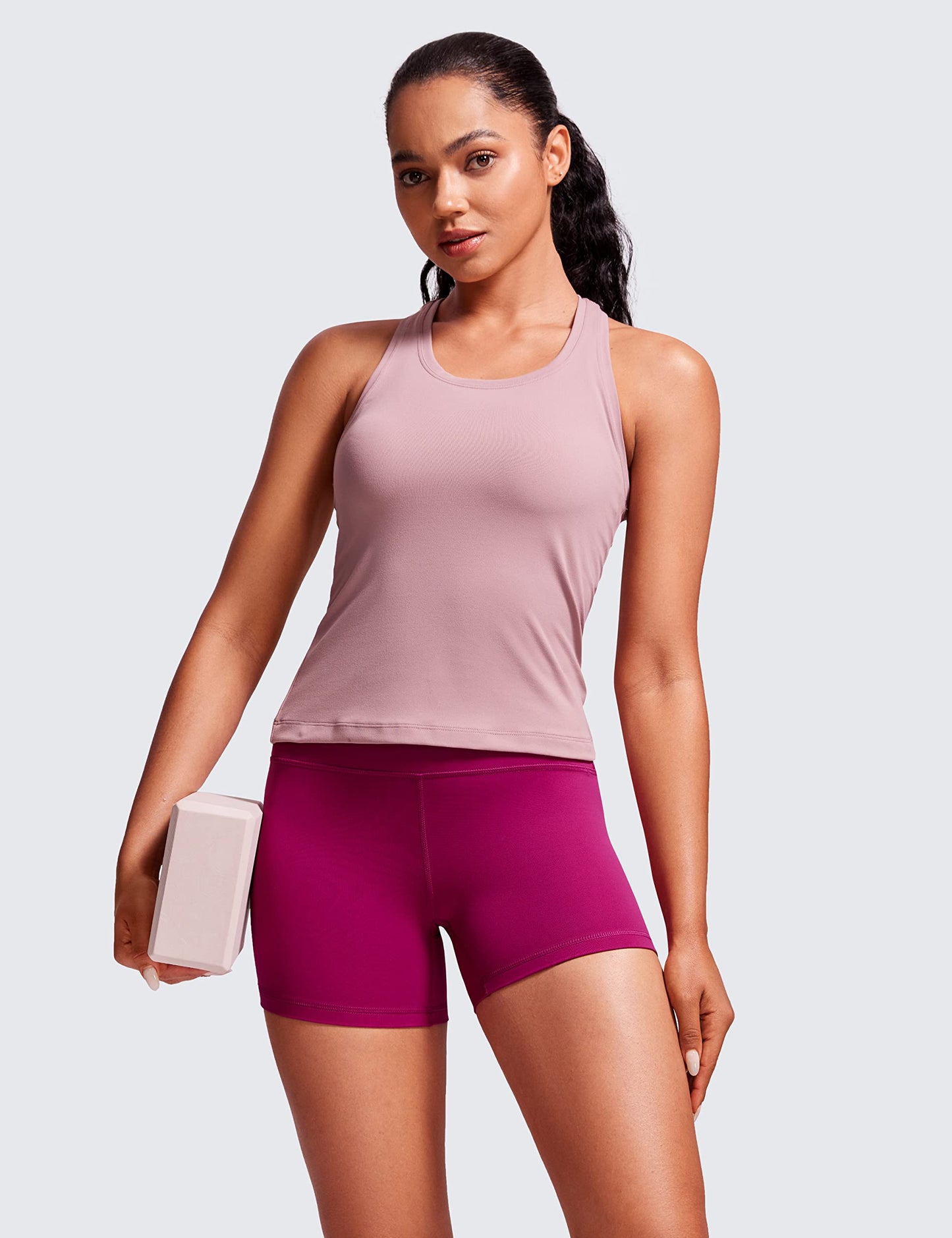 CRZ YOGA Butterluxe Biker Shorts 4'' - High Waisted Booty Workout Volleyball Yoga Womens Spandex Magenta Purple X-Small