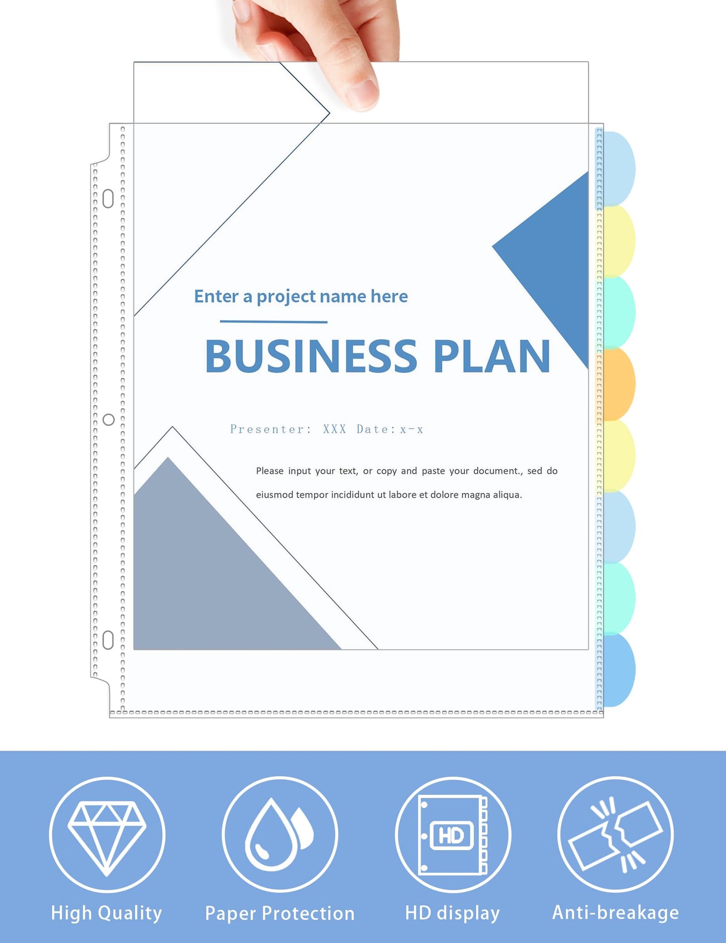 GAUENEEN 40 Pcs Clear Sheet Protectors with Tabs for 3 Ring Binder, Binder Dividers with 8 Tabs, Clear Plastic Notebook Page Dividers with Pockets, 5 Sets