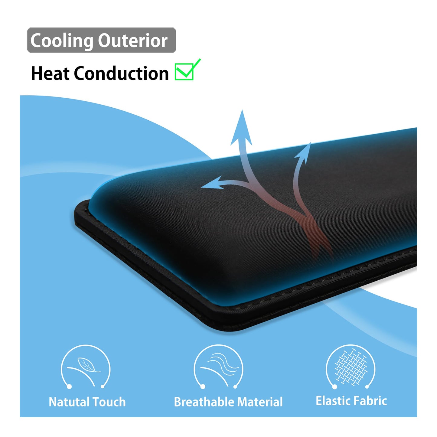 Faluber Cooling Gel Wrist Rest, 17.3-inch Length for Full-Sized Keyboard, Memory Foam Palm Rest with Non-Slip Footpad, Ergonomic Design, Stain Resistant, PC Accessory Gaming Gear (Large-Full Size)