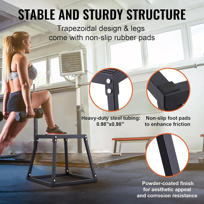 VEVOR Plyometric Jump Box - Steel Fitness Platform for Home Gym Training | Black
