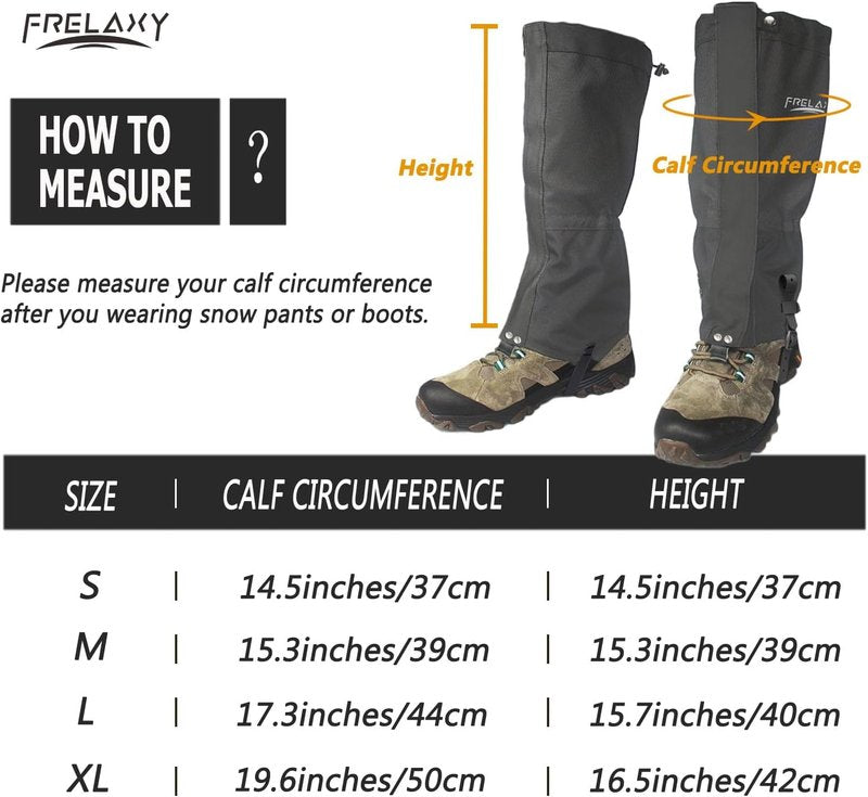 Frelaxy Ultra High-Performance Hunting Leg Gaiters - 100% Waterproof with Adjustable Rubber Foot Strap | Perfect for Hiking & Snow