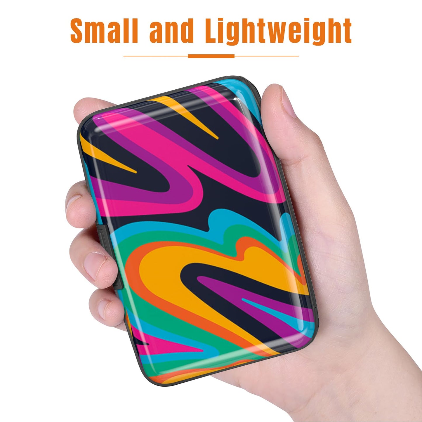 Rimilak Aluminuml Credit Card Holder, Mini Credit Card Wallet RFID Blocking Slim Metal Hard Case for Women Men, Flowing Color