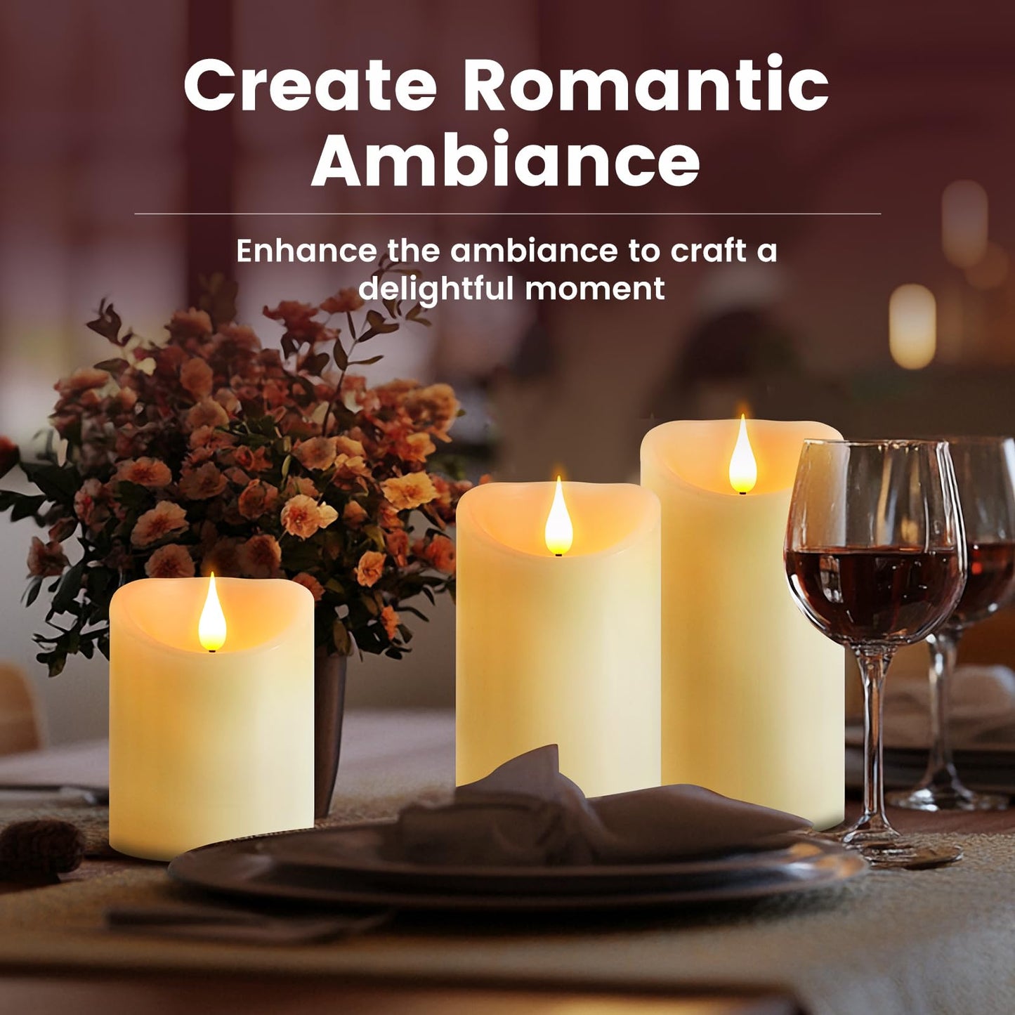 Rechargeable Candles with Remote - LED Pillar Candles with USB Charging Cable, Real Wax Flameless Candles for Lantern Romantic Home Decor, Φ 3" H 4" 6", 3 Pack for Halloween Decor