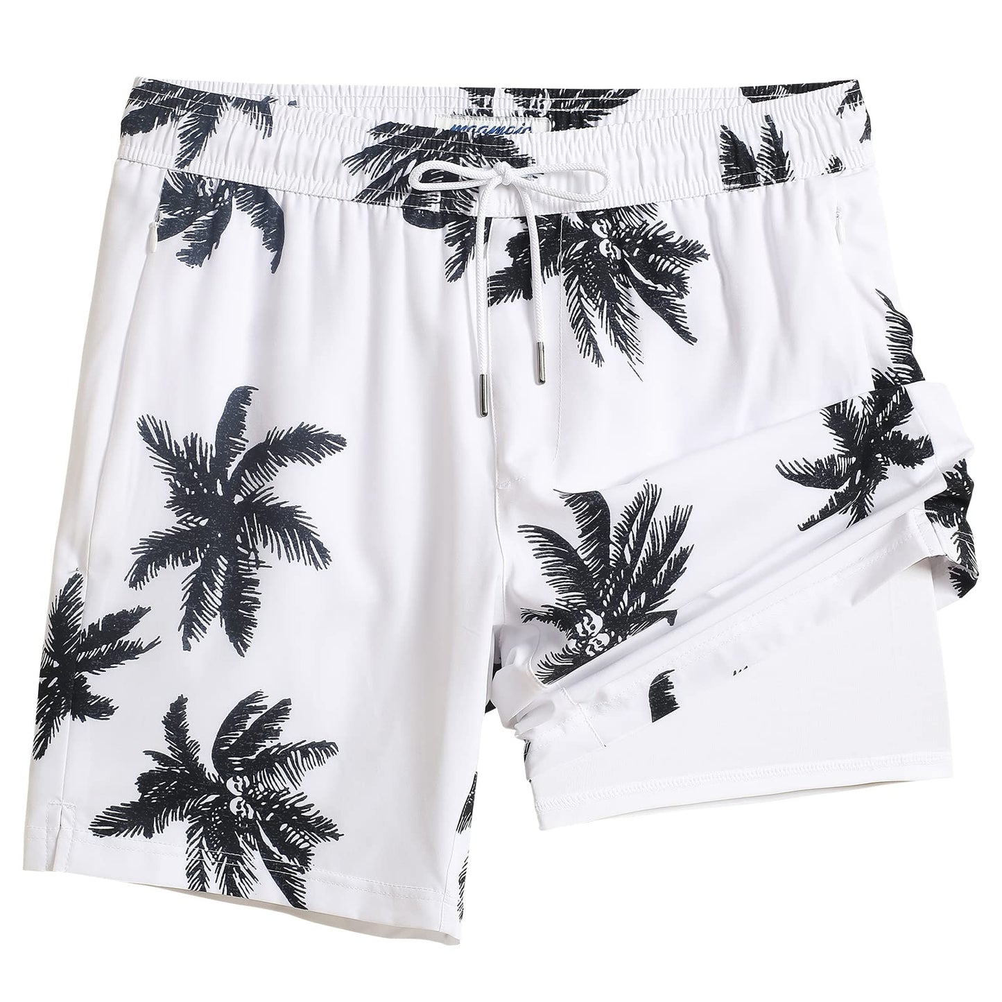 maamgic Swim Trunks Men 2 in 1 Mens Bathing Suit 7 Inch Quick Dry Mens Swimming Trunks with Zipper Pockets