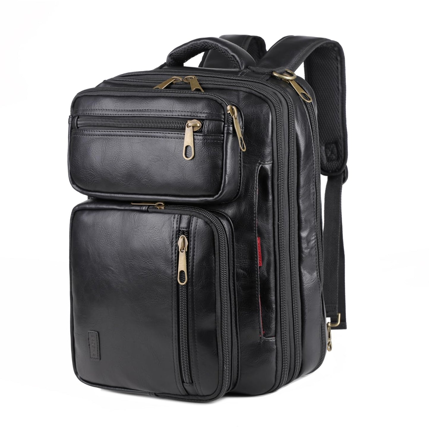 Baosha Vegan Leather Laptop Backpack Briefcase Hybrid 15.6 Inch Laptop Travel Backpack Hiking College Backpack for Men BC-04 (Black)
