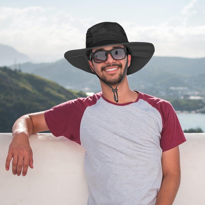 Sun Hat for Men/Women, UPF 50+ Fishing Hat,Waterproof Wide Brim Bucket Hat Foldable Boonie Hat for Hiking Garden Safari Beach Green