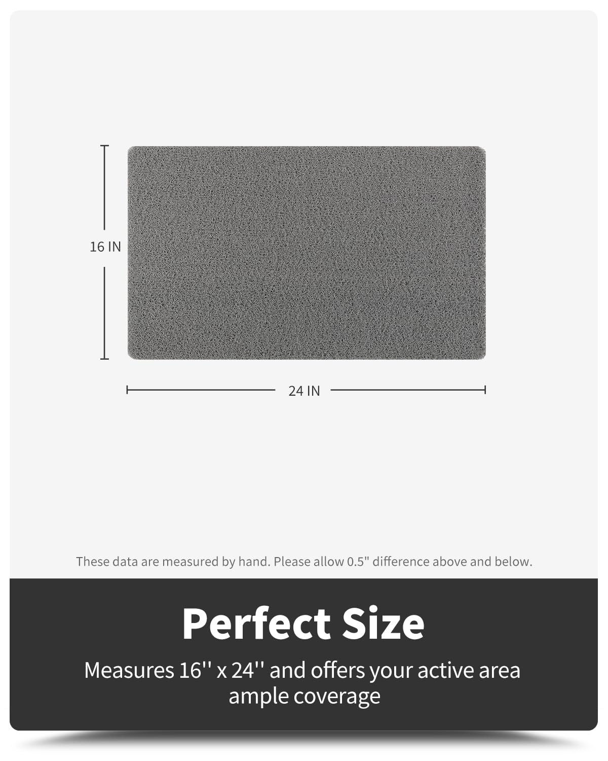 Non-Slip Bathtub Mat, 16x24 Inch, Shower Mats for Bath Tub, PVC Loofah Bathroom Mats for Wet Areas, Quick Drying Foot Scrubber Mat
