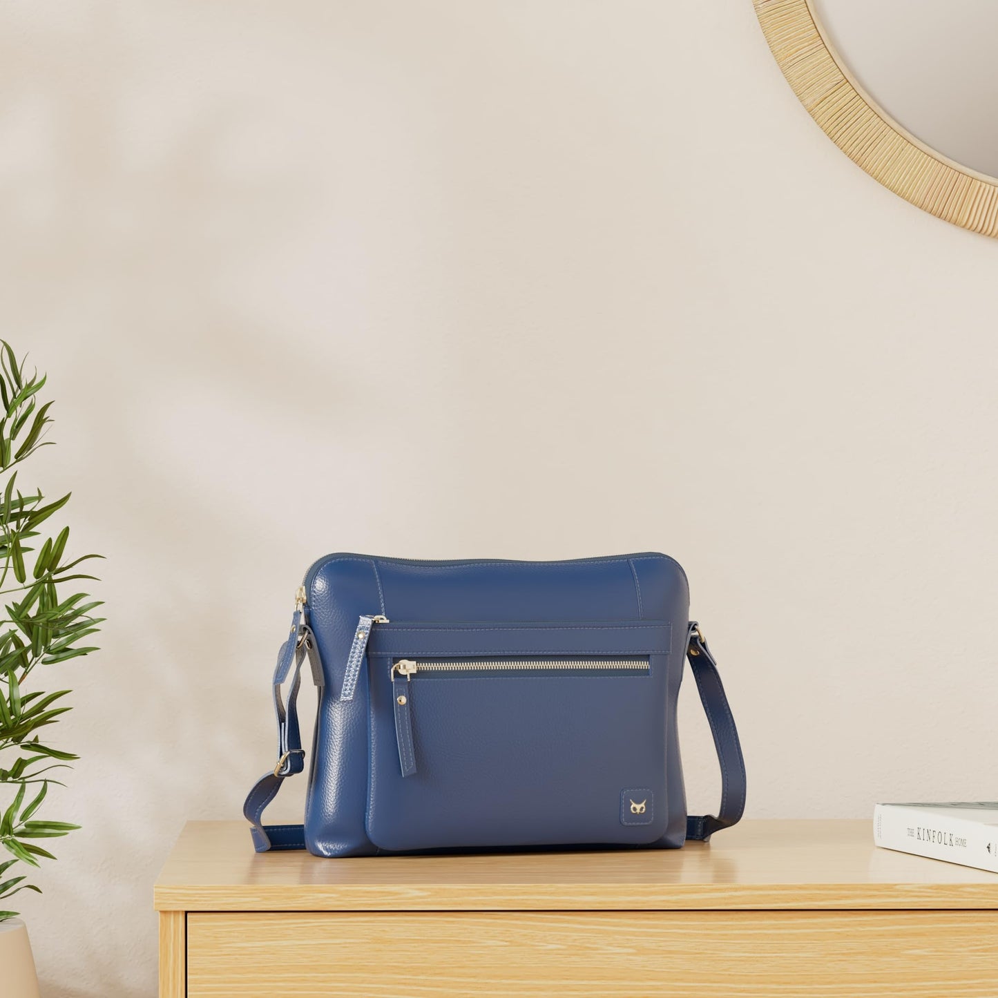 Leather Crossbody Bags for Women Small Soft Genuine Pebbled Sling Shoulder Handbag Crossover Purse with Full Adjustable Strap (Sapphire Blue Nappa)