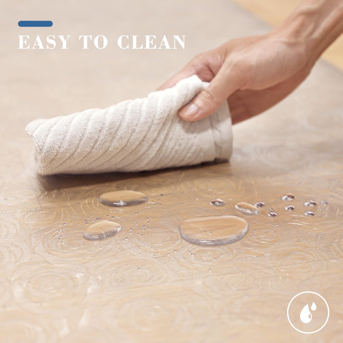 Tydle Clear Floor Mat for Home, 5' × 7' Plastic Area Mat for Living Room, Waterproof Area Rug for Under Dining Table, Large Office Chair Mat for Hard Floors (Clear-Rose)