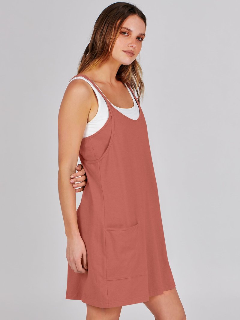 ANRABESS Women Athletic Dress Summer Tennis Workout Active Sports Mini Romper Dress Built in Shorts Travel Vacation Clothes Rust X-Large