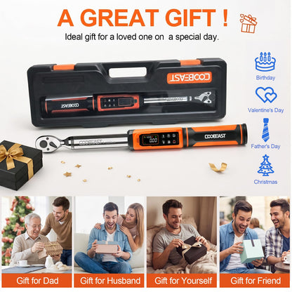 coobeast Digital Torque Wrench, 3/8 Drive Electronic Torque Wrench with Preset Value(1.5-99.5 Ft-lbs./2-135Nm), Buzzer and LED Flash Five Units of Measure for Bike Motorcycle Car