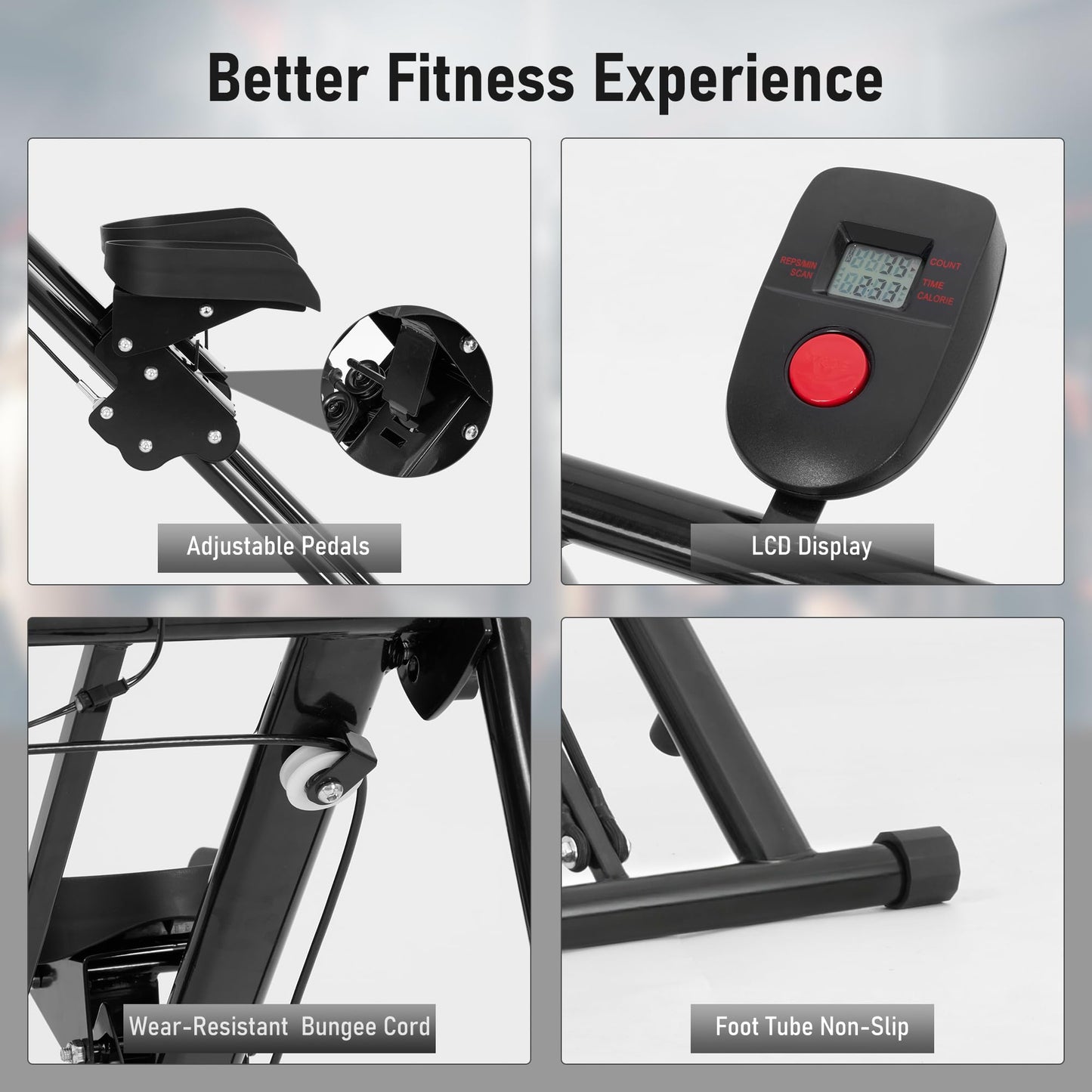 BODIOO Stair Stepper for Home Gym, Stair Climber with Adjustable Handlebar & Dual Incline Pedals, Compact Folding Cardio Exercise Climber for Full-Body Workout