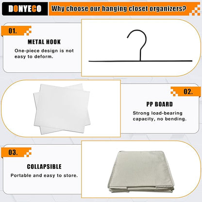 Hanging Closet Organizer, Easy Mount Foldable 6-Shelf Hanging Closet Wardrobe
