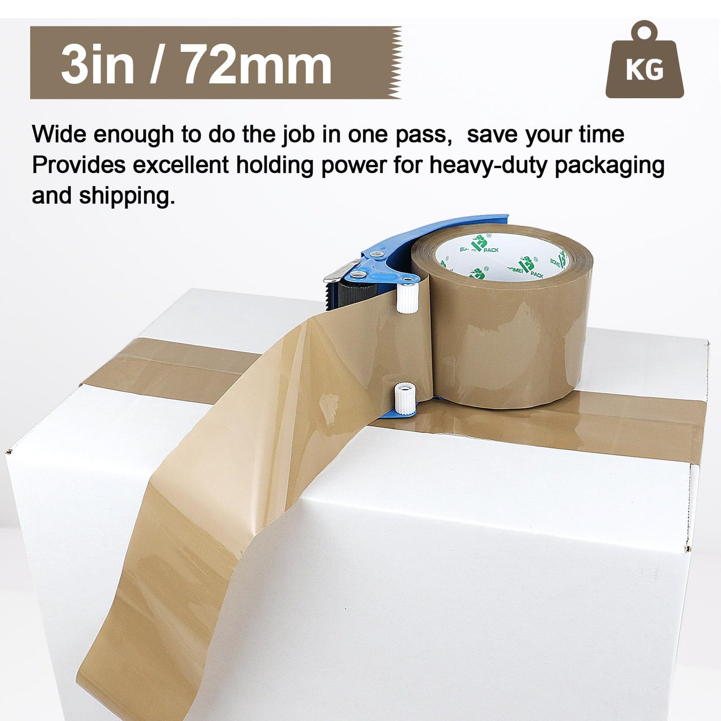 BOMEI PACK 3 inch Brown Packing Tape, 6 Refills Rolls Wide Packaging Tape for Moving, Shipping and Storage, 2.4 Mil x 60 Yards