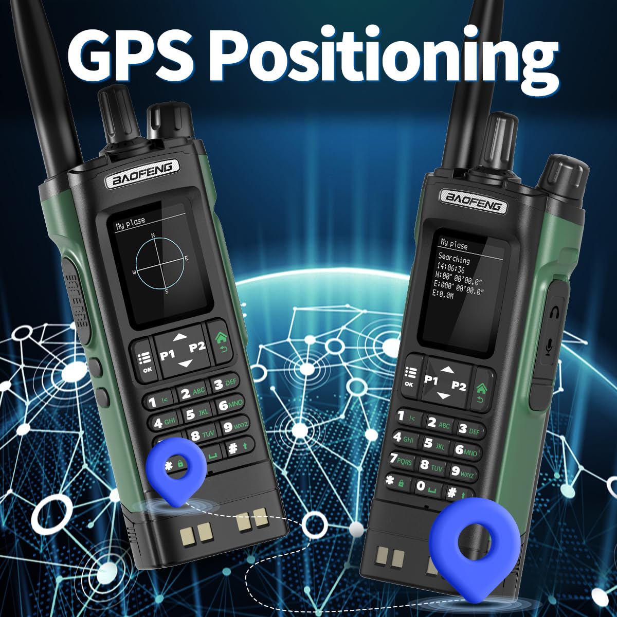BAOFENG UV-32 Radio Ham Radio Handheld 10W Long Range Rechargeable NOAA Weather Receiver 5RM K5 Tactical Two Way Radio Walkie Talkie for Adults with GPS,USB-C Charging for Hunting Survival Gear,2Pack