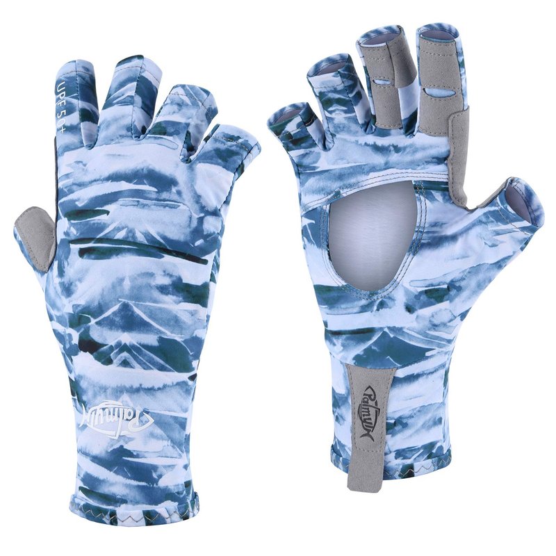 Palmyth UV Protection Fishing Fingerless Gloves UPF50+ Sun Gloves Men Women for Kayaking, Hiking, Paddling, Driving, Canoeing, Rowing (Air Mountain Sky, Medium)