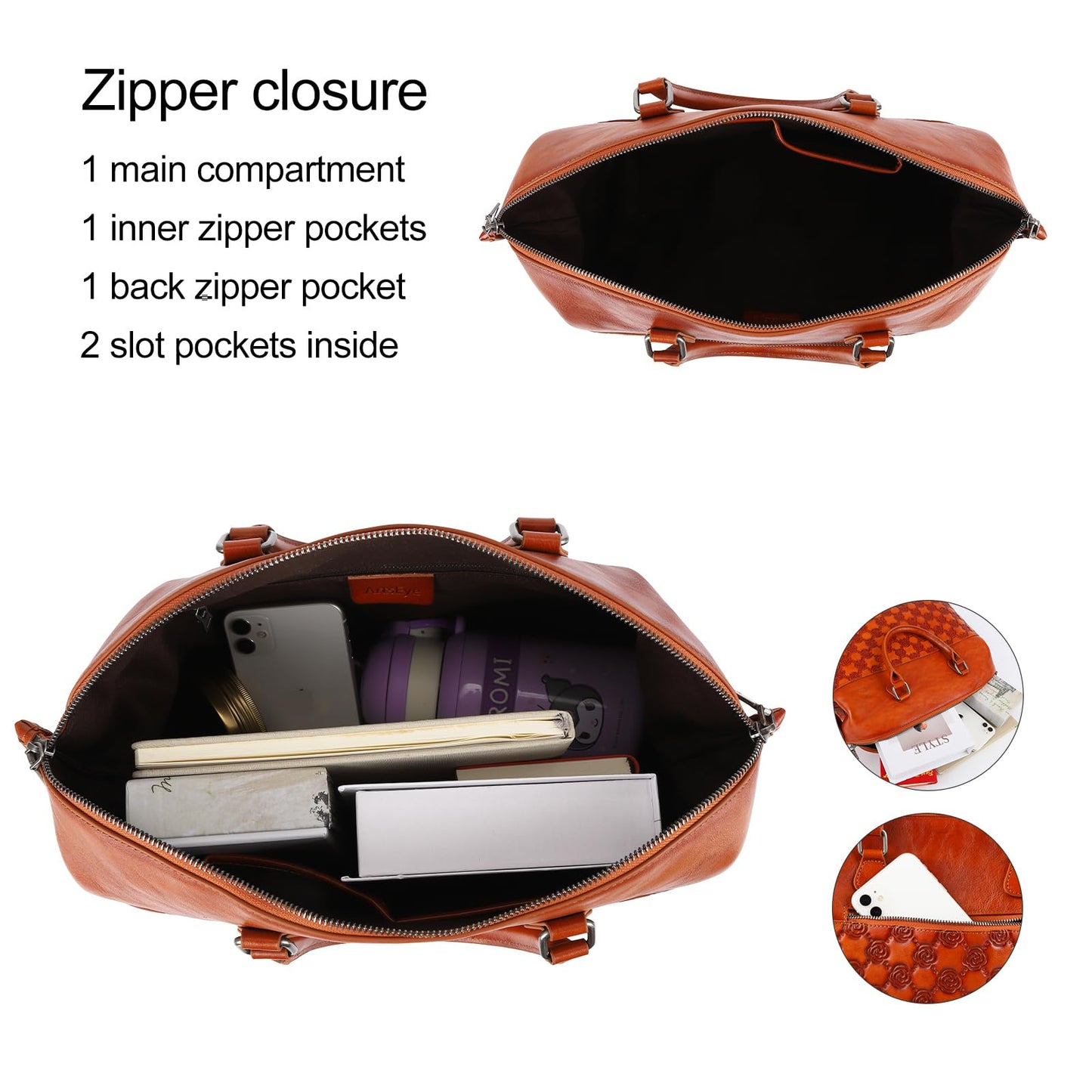 Genuine Leather Handbags for Women Satchel Tote Bags Top Handle Bags (5593-rose brown)