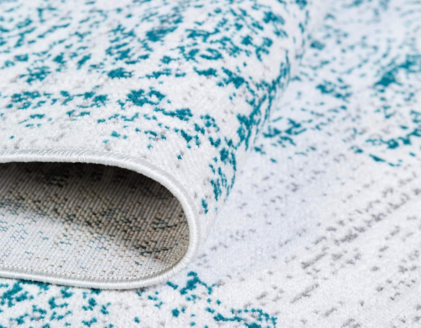 Unique Loom Aarhus Collection Vintage Border Area Rug (8' 0 x 10' 0 Rectangular, Cream/Teal)