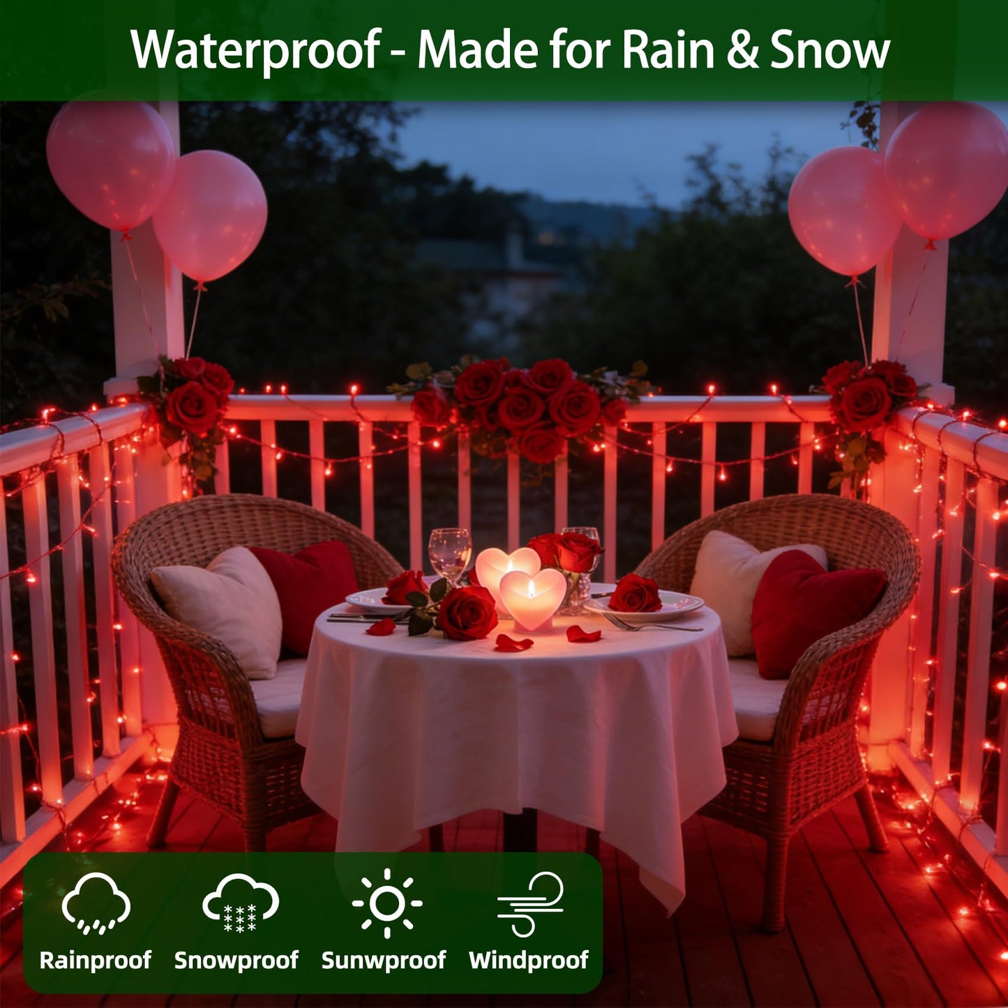 QUHUATU 750 LED 240FT Valentine Lights Outdoor,12 Lighting Modes Valentines DayDecorations with Timer, Dimmable Plug in Red LED StringLights Waterproof for Yard Tree Wedding Party Holiday Red