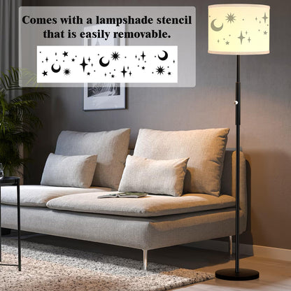 PARTPHONER Floor Lamp for Living Room Bedroom with Lampshade Stencil, 65’’ Modern Tall Lamp Simple Design Standing Lamps for Kids Room Home Office Reading, Bulb Included
