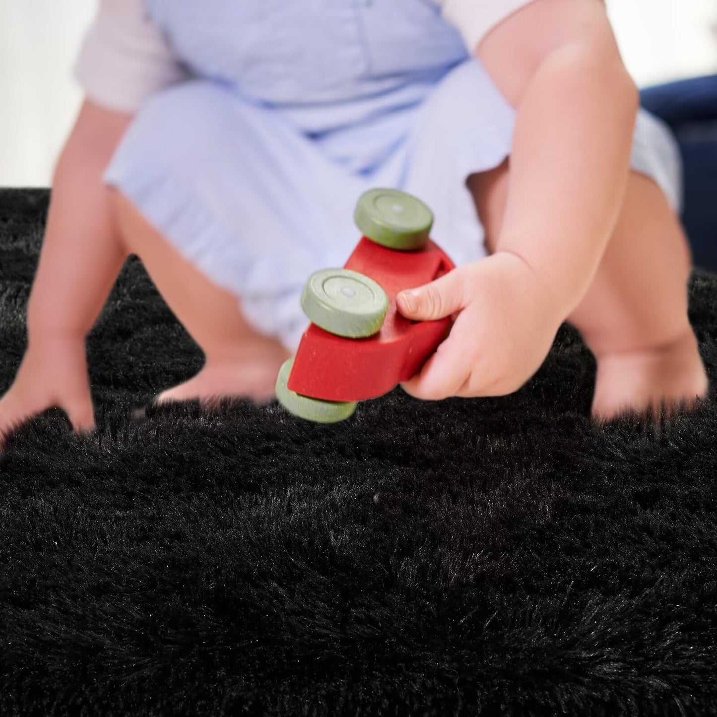 junovo 2x3 Small Washable Rug, Black Soft Non Slip Throw Carpet, Fluffy Shaggy Entryway Rugs for Bedroom Nursery, Indoor Inside Front Entrance Floor Mat for Home Decor Aesthetic