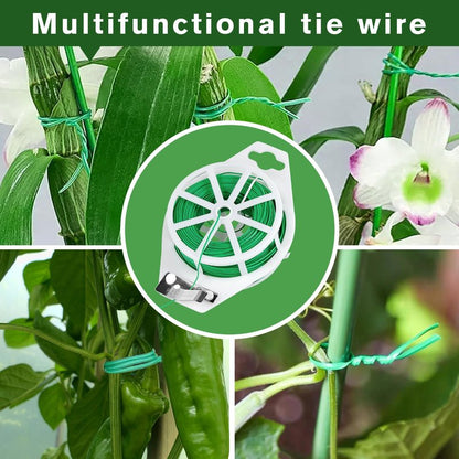 Iniscape 328FT Garden Twist Tie Wire – with Built-in Cutter, Rustproof Flexible Binding Wire for Plants, Tomatoes, Vines – Multi-Purpose for Garden, Home, and Office Organization