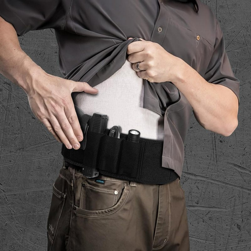 Belly Band Holster for Concealed Carry | Fits Glock, Sig P365, Taurus & More - Adjustable Size for Men & Women