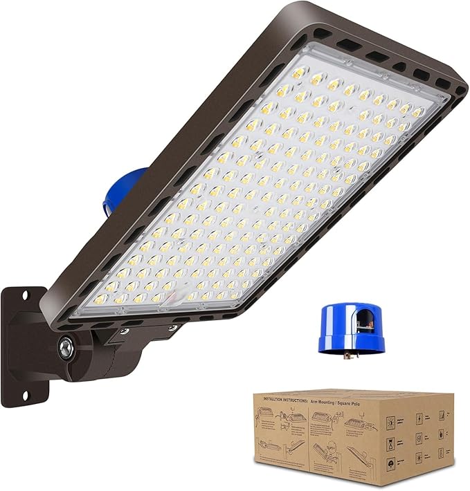 350W Parking Lot Light LED, 52500LM 5000K Super Bright Dusk to Dawn Commercial Shoebox Lights Outdoor IP65 Waterproof Adjustable Heavy-Duty Street Floodlight Security Area Stadium Lighting