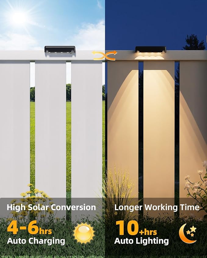 VOLISUN Solar Deck Lights 16 Pack, Warm White Glow LED Large Size Lamp, IP65 Waterproof Step Lights Outdoor for Deck, Step, Fence, Railing, Wall and Stairs(Black)