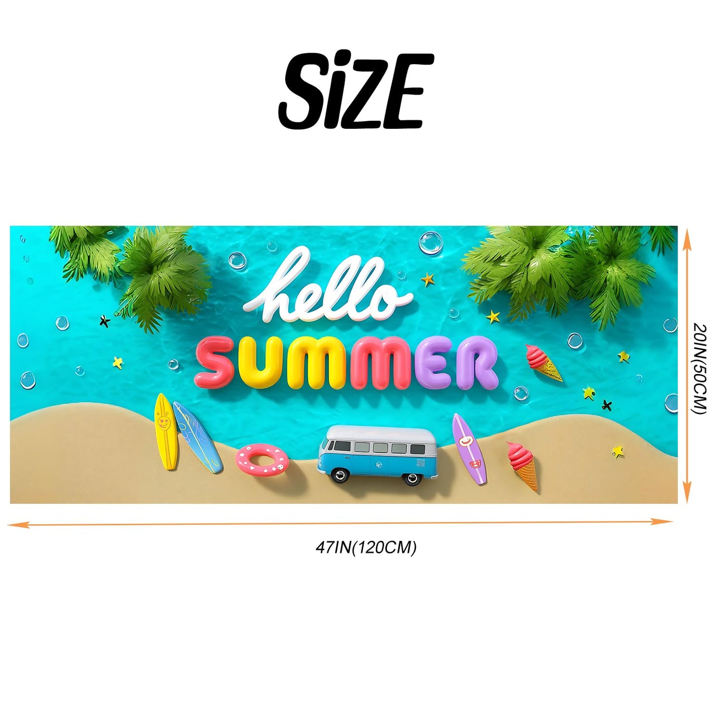 LEIWEIHOPE Hello Summer Summer Runner Rug 20x47 inch Non-Slip Waterproof Laundry Room Rug Kitchen Runner Bathroom Mat with Festive Designs,Outdoor Indoor Entryway Floor Mat Home Decor