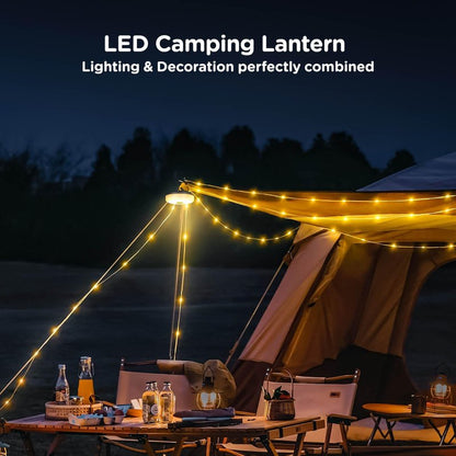OGERY 3-Pack Camping String Lights, 4 in 1 Quick Storage 32.8FT Rechargeable Tent Lights String with 8 Lighting Modes, Hanging Waterproof Portable LED Lamp for Outdoor Patio Awning Party Essentials