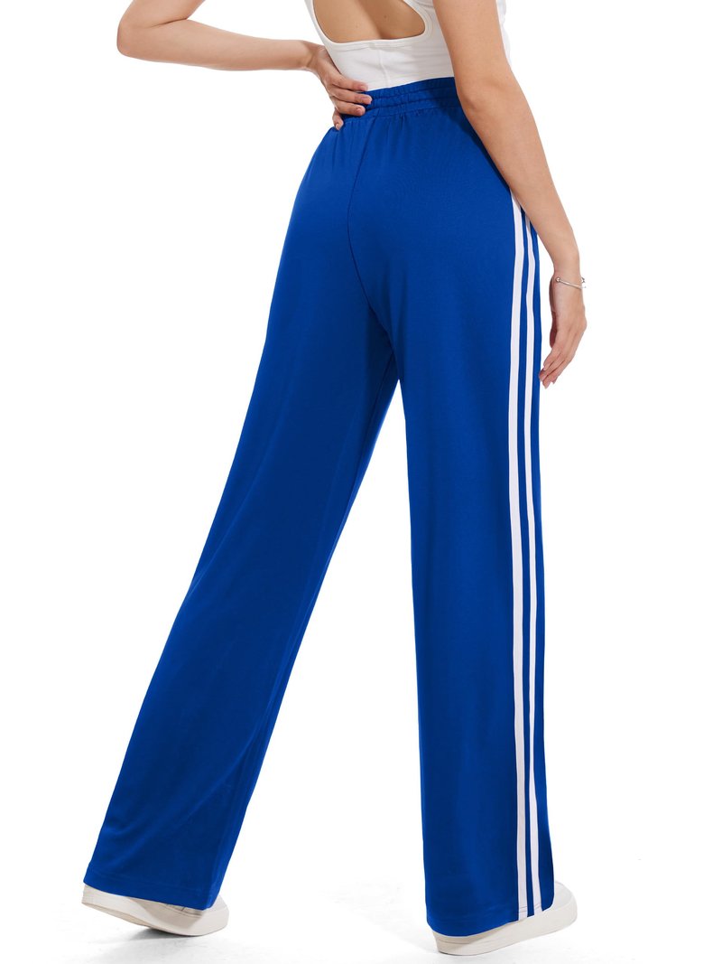 Tapata Petite Women's 28" Inseam Active Track Pants Striped Loose Fit Running Sporty Bottoms Travel Athletic Jogging, Blue, XL