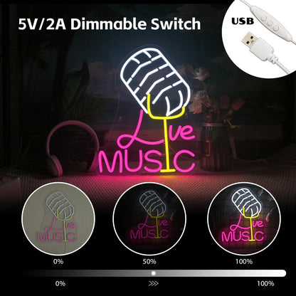 LooKLight Guitar Rock and Roll Neon Sign,Neon Light Sign,Led Neon Light for Wall Decor,Guitar Shape Light Up Sign,USB Neon for Bar Live Music Vocal Recital Concert Man Cave
