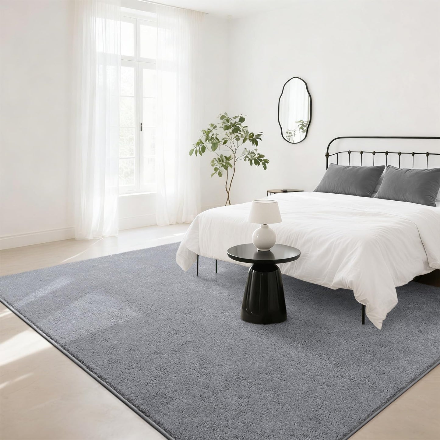 B BENRON Soft Rugs for Living Room 4x6 Grey, Minimalist Area Rug for Bedroom Nursery Dining Table Dorm, Throw Rugs for Men Boys Girls Kids Room Indoor Floor Carpets