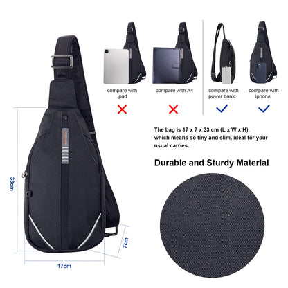 WATERFLY Small Crossbody Sling Backpack,Anti Theft Backpack for Traveling Mini Sling Purse Chest Bags for Men&Women Multipurpose Casual Daypack Hiking Shoulder Bag