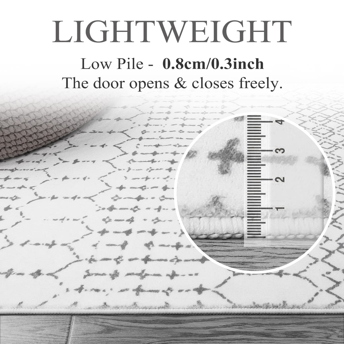 Lahome Moroccan Kitchen Runner Rug - 2x8 Non-Slip Washable Hallway Rug Runner Ultra-Thin Soft Throw Bathroom White Print Distressed Carpet for Entryway Laundry Room Living Room Hana