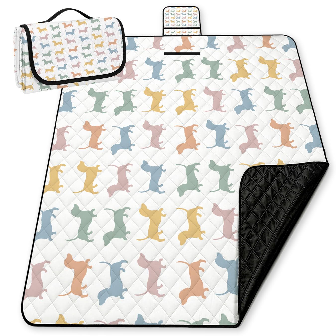 WFSM Dachshund Gifts Picnic Mat 80x60 Inch, Dachshund Lover Gifts, Colorful Weiner Dog Outdoor Play Mat for Adults and Toddlers Waterproof Sandproof Beach Blanket Travel Camping Rug