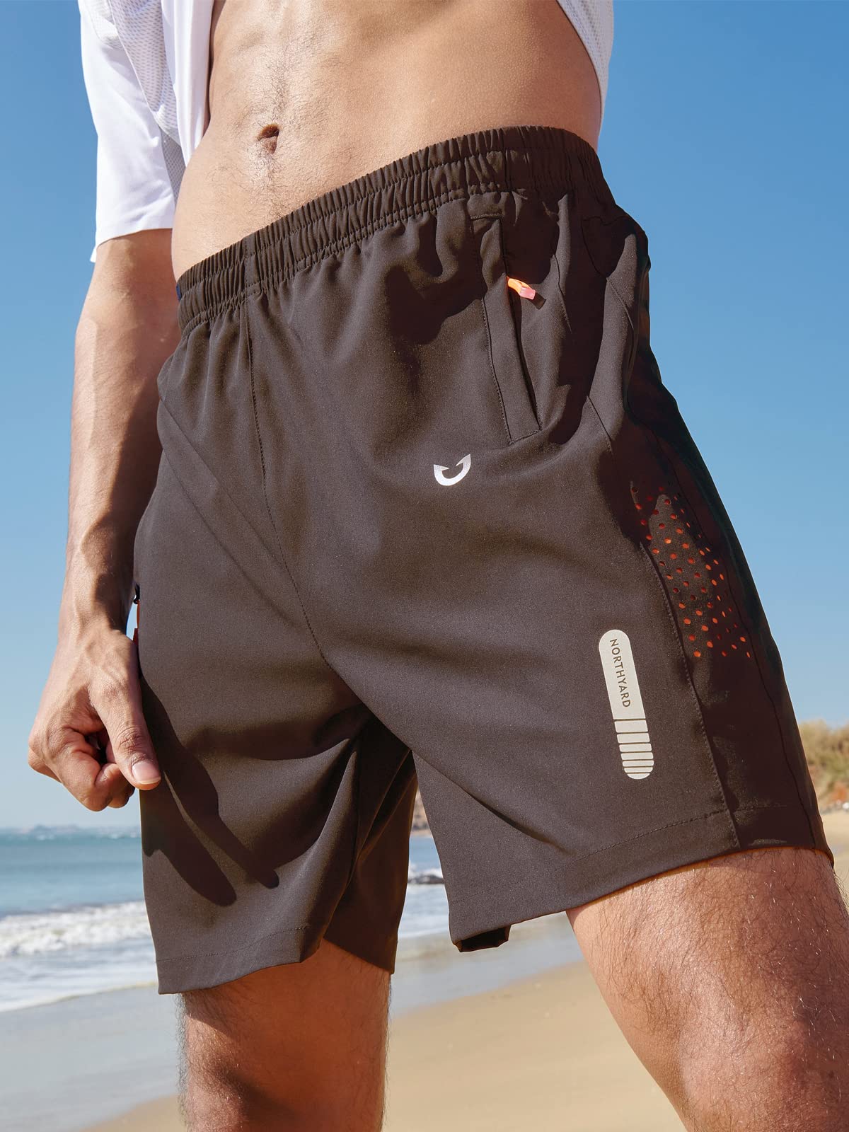 NORTHYARD Men's Athletic Running Shorts Gym Workout 7"/9"/5" Quick Dry Lightweight Sports Basketball Tennis 3 Zipper Pockets Coffee 3XL