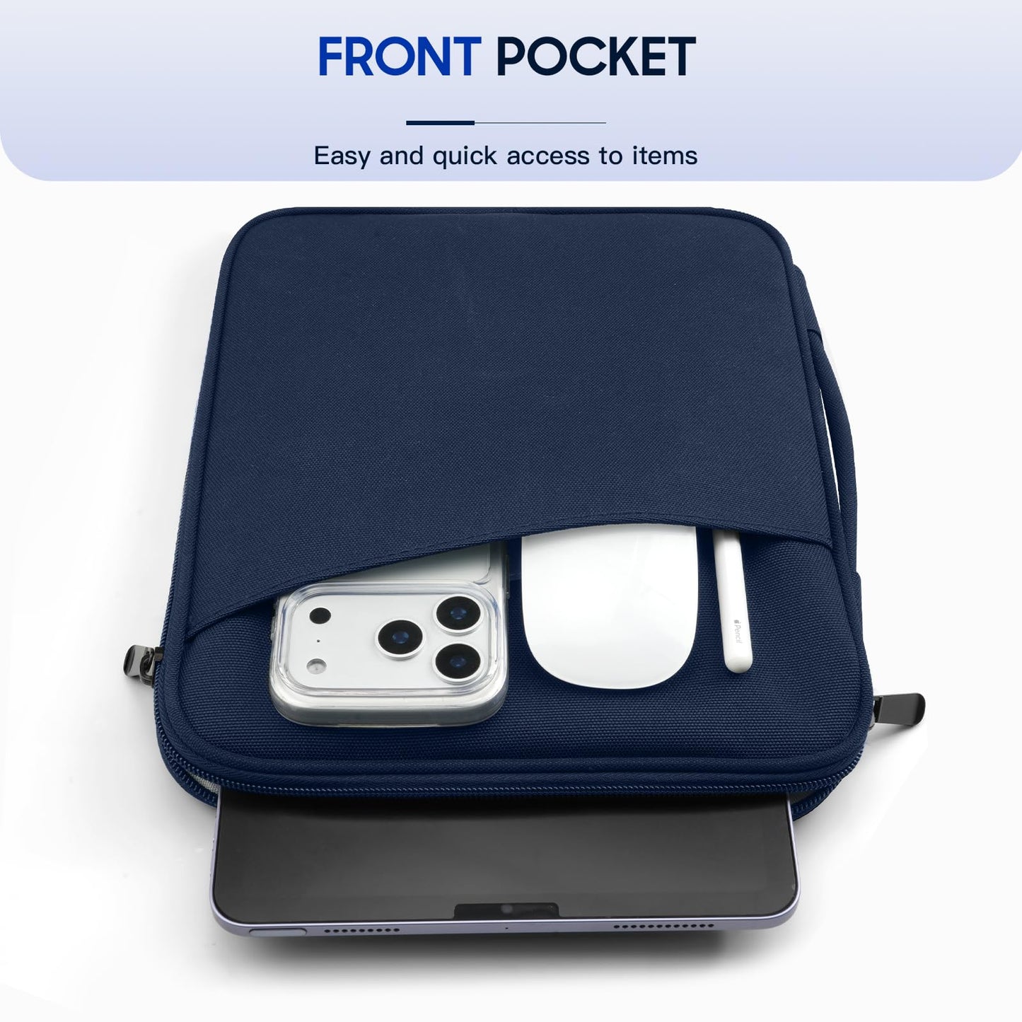TiMOVO 9-11" Tablet Sleeve Bag for iPad 11-inch A16 2025, iPad 10.9"/10.2"| Air 11 Inch/5th/4th Gen. 10.9", Galaxy Tab A9+/A11Plus 11", Protective Bag with Pockets, Indigo