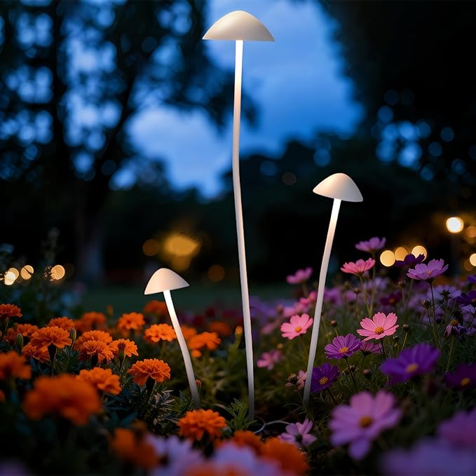 Gardencoin Outdoor Garden Decorative Lights, LED Landscape Lighting Decor IP65 Waterproof, Mushroom Light Wired with Transformer for Backyard, Patio, Lawn, Pathway Decoration, Set of 3