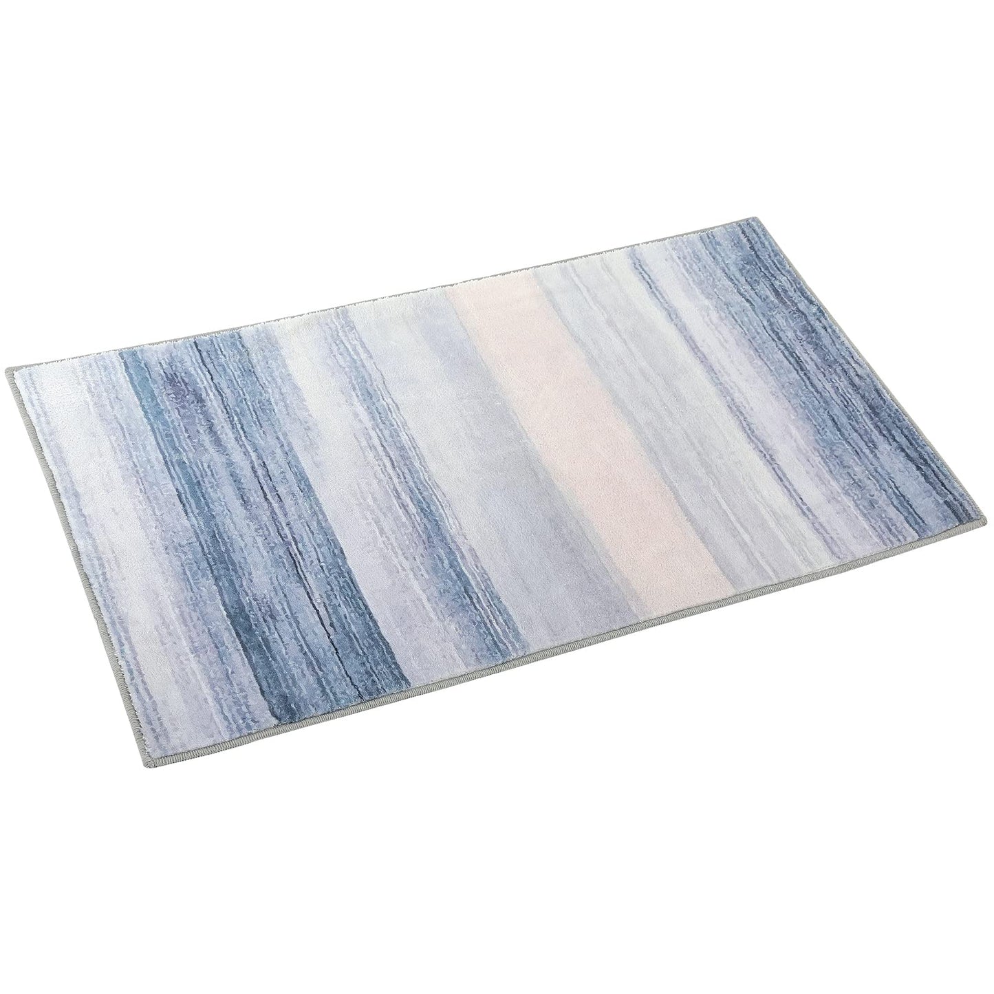 CRISTGEE Door Mat, Front Indoor Door Mat Faux Wool Non-Slip Entryway Rug Absorbent Abstract Throw Rug for Indoor Entrance Hallway Laundry Room, High Traffic Areas, 20X32 Inches, Blue Washable