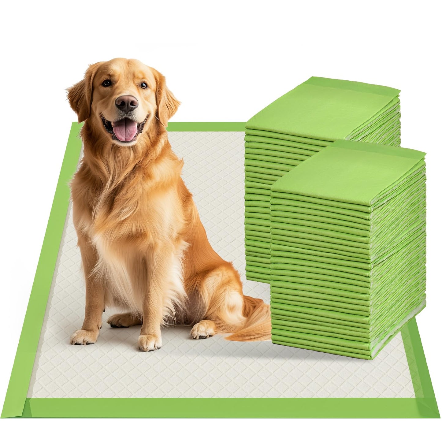 Gardner Pet Dog Pee Pads Extra Large 28"x34", XL Thicker ECO Green Disposable XLarge Puppy Training Pads Super Absorbent Full Edge-Wrapping Pad for Dogs, Puppies, Doggie, Cats, Rabbits-(30 Count)