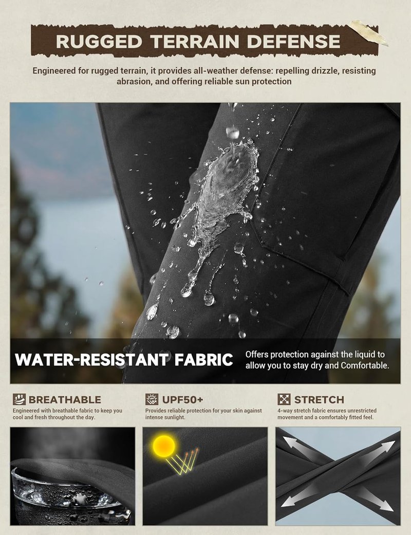 Women's Hiking Pants - Lightweight Quick Dry Water Resistant Cargo Travel Pants | All Seasons, Summer Use